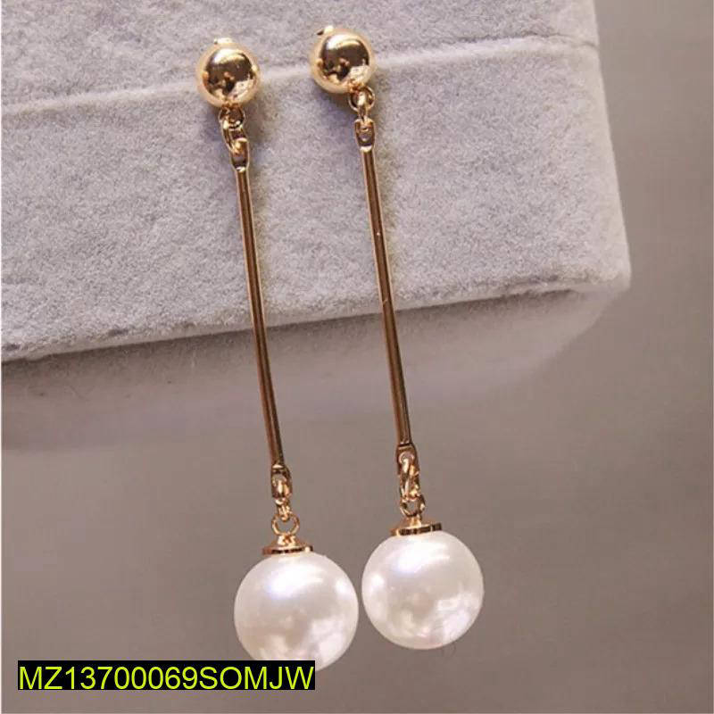 Pearl Drop Earrings Gold Alloy for Girls Festive Wear